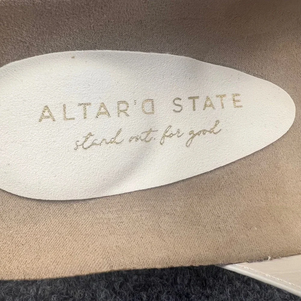 Altar'd State Cream Platform Slide s Double Buckle Studded Cork Midsole